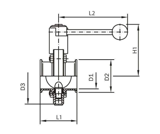 Scheibenventil Clamp handbetätigt DIN NW 2 Zoll 1.4301