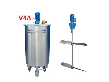 339L Edelstahl Rührwerksbehälter auf Rollen mit Balkenrührwerk